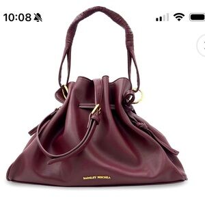 NWOT Bagley Mischka vegan wine colored draw string bag ,